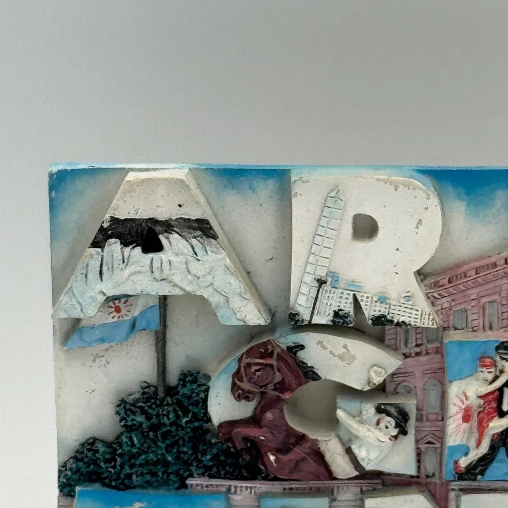 Argentina‎ Souvenir Wall Plaque Hand Painted Resin 3D Raised Lettering Travel